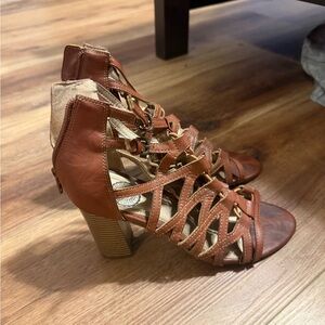 SO Tan Strappy Heeled Sandals